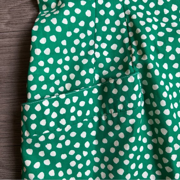 Vintage 80s Abstract Polka Dot Button Cross Back Square Neck Midi Dress Size 8 - Picture 4 of 7